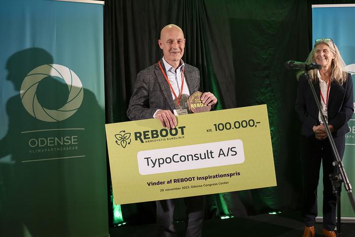 TypoConsult vinder Inspirationsprisen 2023 på REBOOT Bæredygtigheds-event
