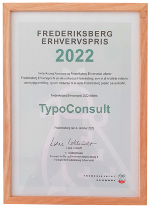 TypoConsult vinder Frederiksberg Erhvervspris 2022